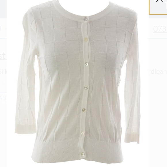 august silk Sweaters - EUC August Silk White Checker 3/4 Sleeve Cardigan
